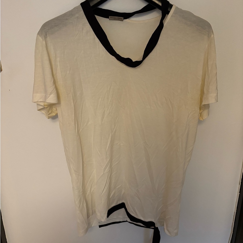 Bottega Veneta Cream Tee with Black Trim